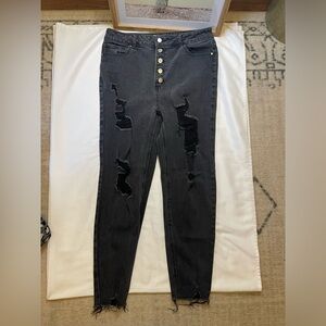 Tinseltown size 15 black distressed high waisted skinny jeans